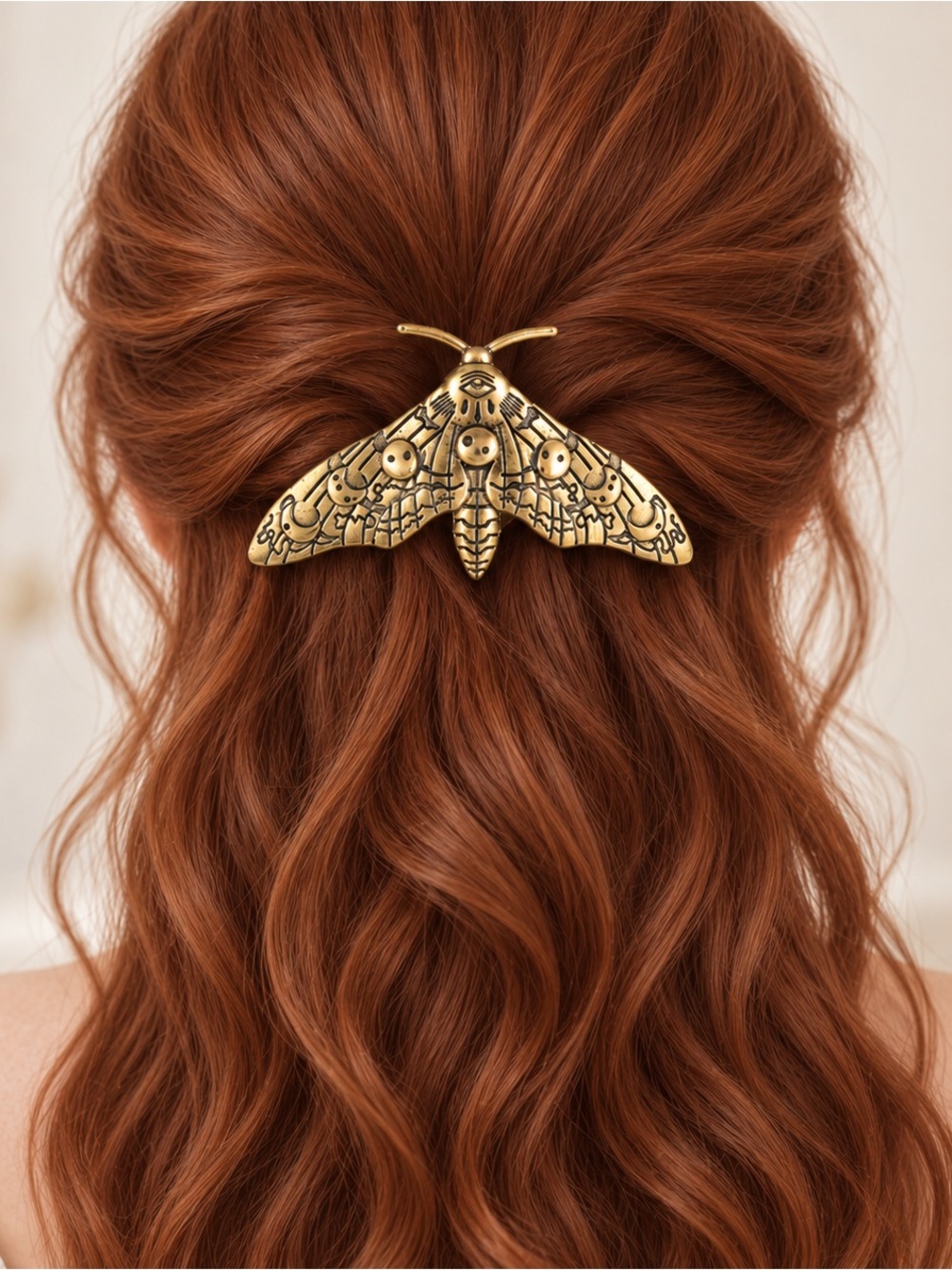 Antique Gold Moth Gothic Hair Pin